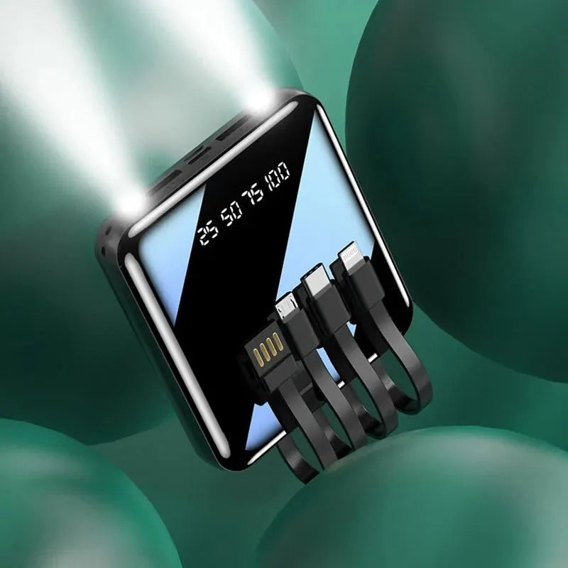 Gizmo Gadgets 20000mAh mini power bank with digital display and multiple charging cables