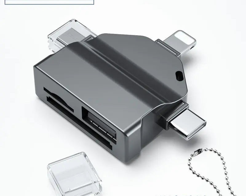 Gizmo Gadgets 7-in-1 OTG card reader with multiple connectors and compact design