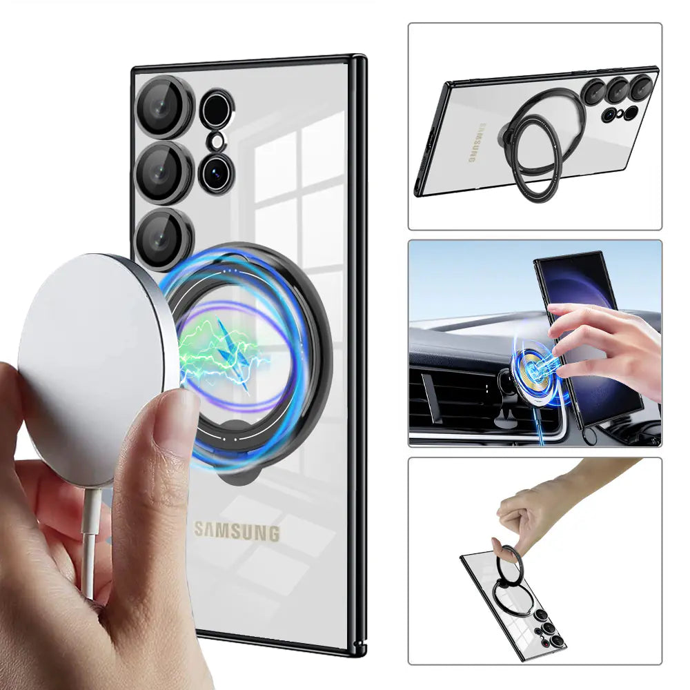 Samsung S24 Ultra Case with Magnetic Stand & Lens Film - Gizmo Gadgets