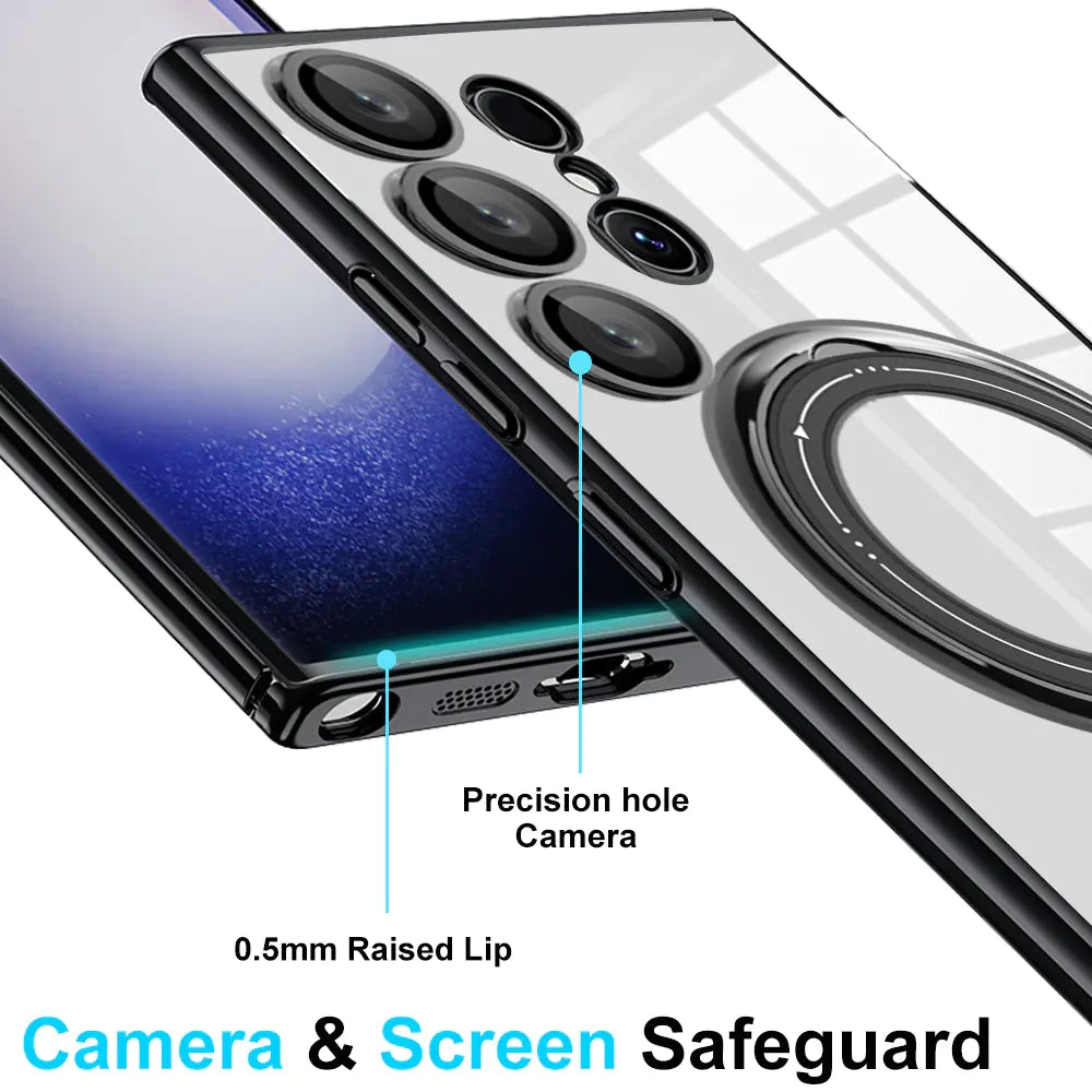 Samsung S24 Ultra Case with Magnetic Stand & Lens Film - Gizmo Gadgets