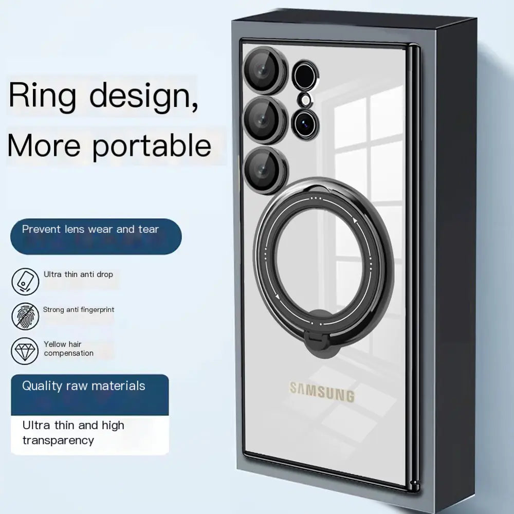 Samsung S24 Ultra Case with Magnetic Stand & Lens Film - Gizmo Gadgets
