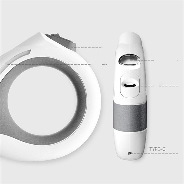 Gizmo Gadgets automatic retractable LED dog leash with ergonomic grip and USB-C charging port