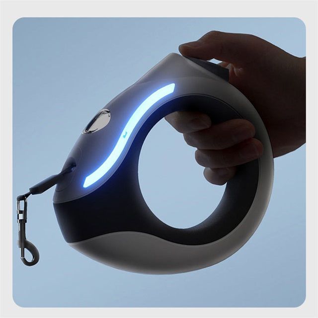 Gizmo Gadgets automatic retractable LED dog leash with ergonomic handle for nighttime walks