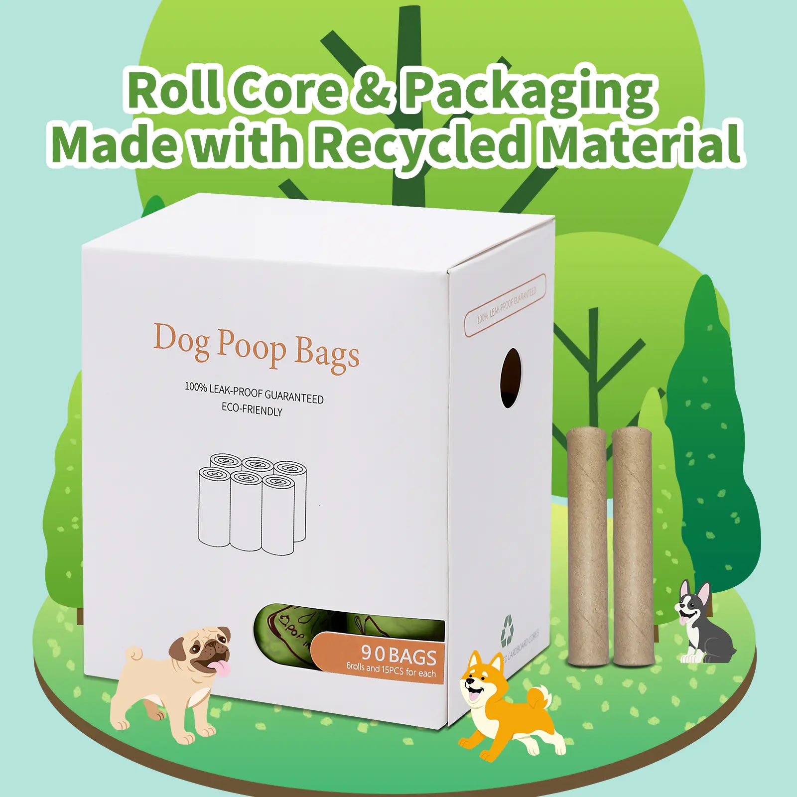 Gizmo Gadgets biodegradable pet poop bags in eco-friendly packaging with 90 leak-proof bags included