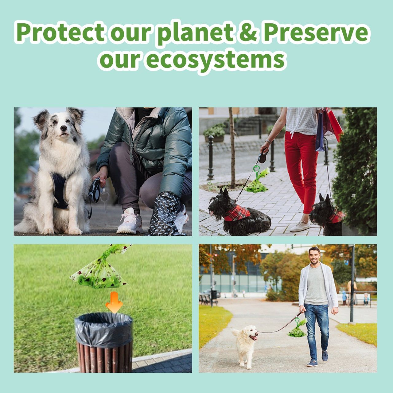Eco-friendly biodegradable pet poop bags for responsible dog owners and a cleaner planet