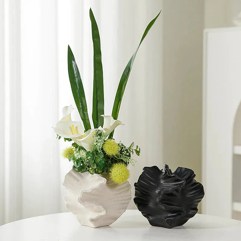 Contemporary European ceramic vase with a textured design, perfect for floral arrangements
