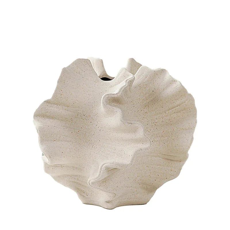Unique European ceramic vase with a textured, wavy design perfect for home decor