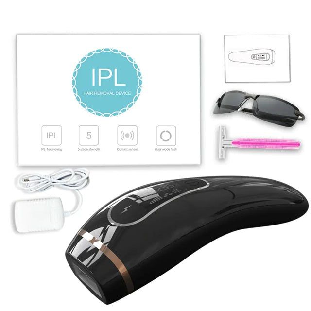 Gizmo Gadgets full body laser hair remover device with accessories including glasses and razor for effective hair removal