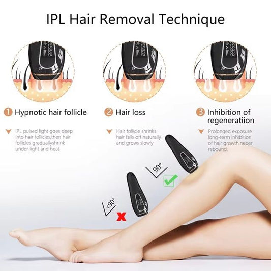IPL hair removal technique showing full body laser hair remover for effective hair reduction