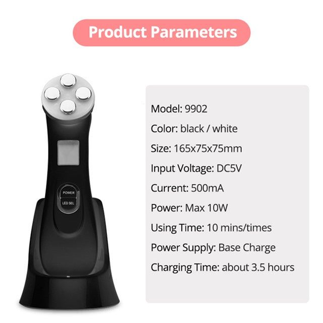 Gizmo Gadgets Ion import beauty device in sleek black and white design for skincare treatments