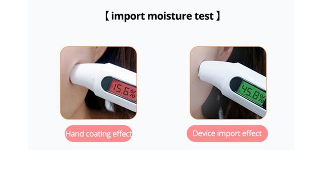 Ion import beauty device measuring skin moisture levels for effective skincare assessment