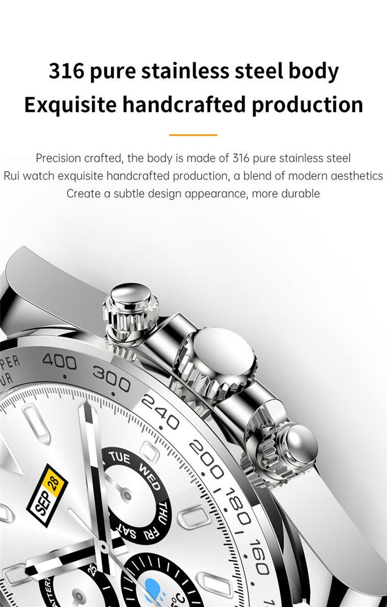 Gizmo Gadgets IP68 waterproof smart watch with 316 pure stainless steel body and handcrafted design