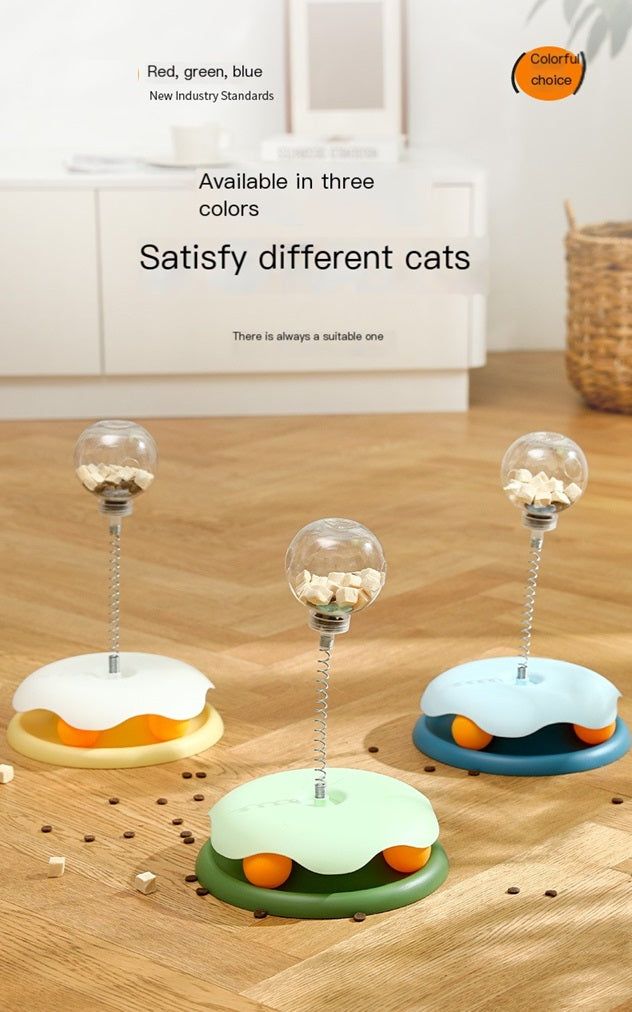 Gizmo Gadgets leaky ball cat toy in three colors with adjustable components for engaged play
