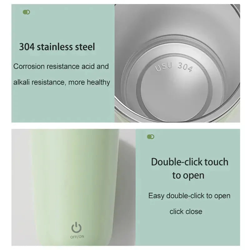 Gizmo Gadgets Magnetic Coffee Mug made of 304 stainless steel with double-click touch open feature