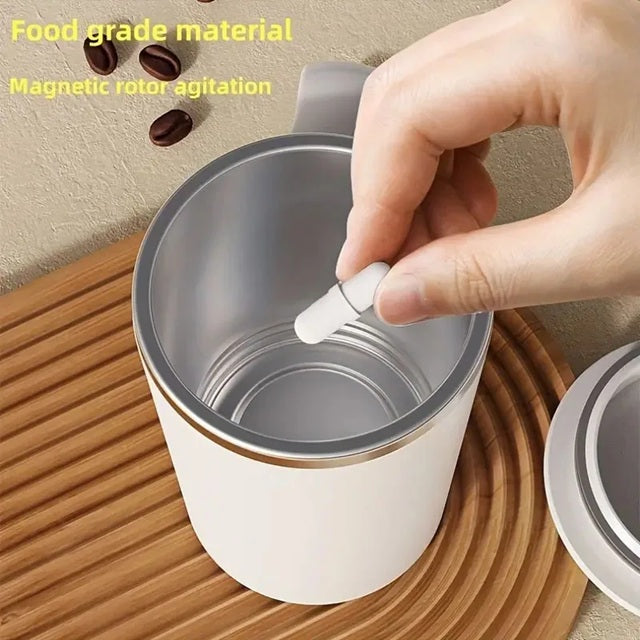 Innovative magnetic coffee mug with handle featuring food grade material and magnetic rotor agitation