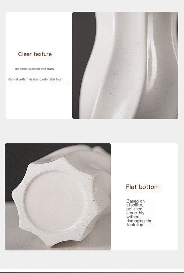 Stylish minimalist white vase decor with a clear texture and flat bottom for stability on tabletops