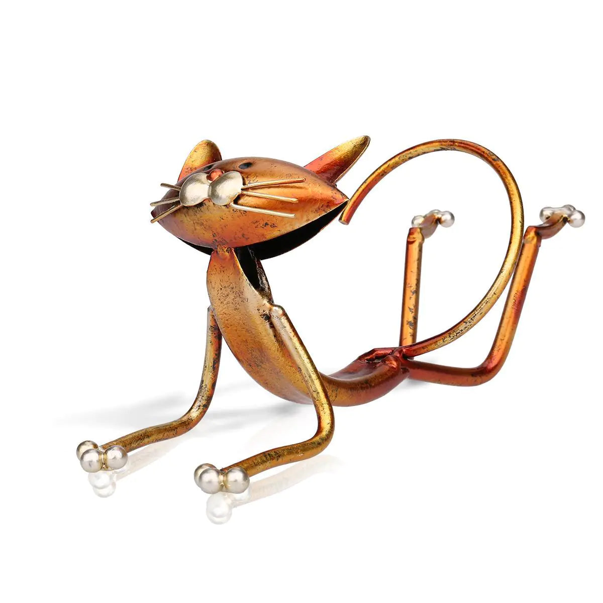 Modern metal yoga cat wine rack in a playful cat design, perfect for wine lovers and home decor