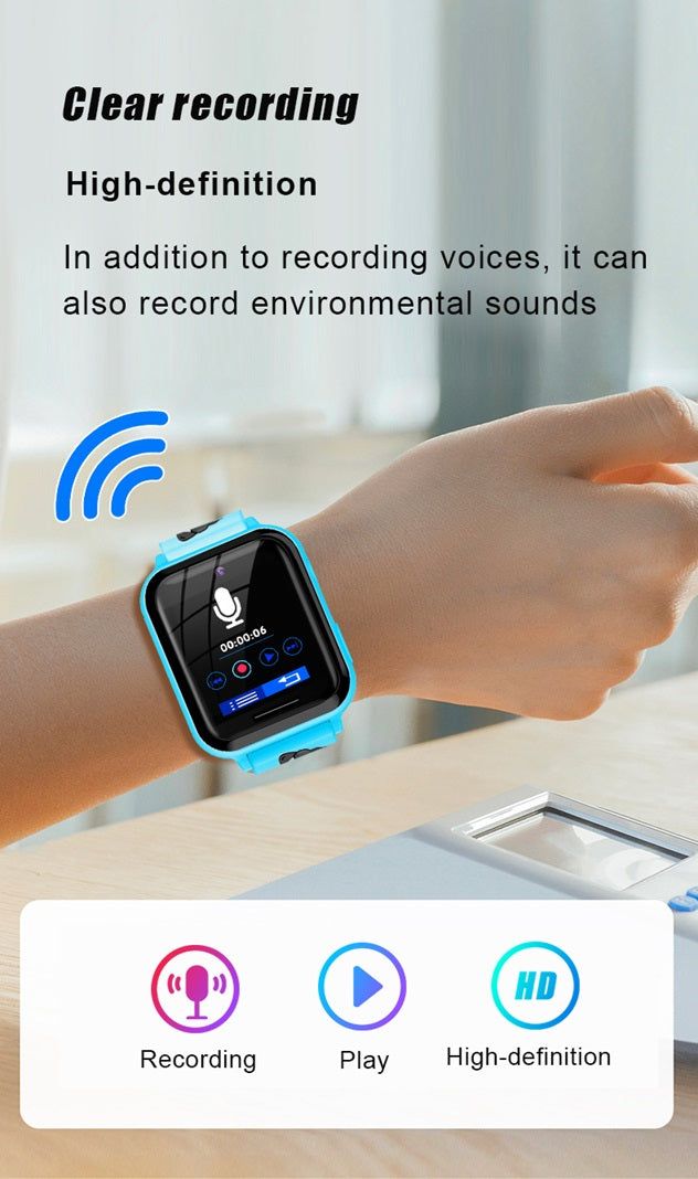 Multilingual childrens smart watch featuring clear voice recording and high-definition sound quality