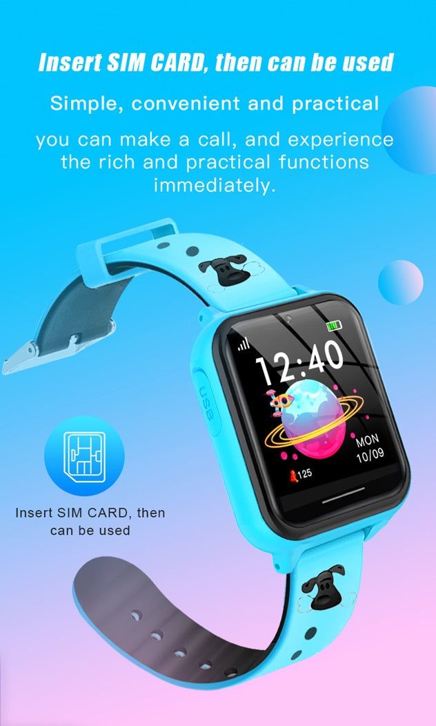 Gizmo Gadgets Multilingual Childrens Smart Watch with colorful display and SIM card functionality