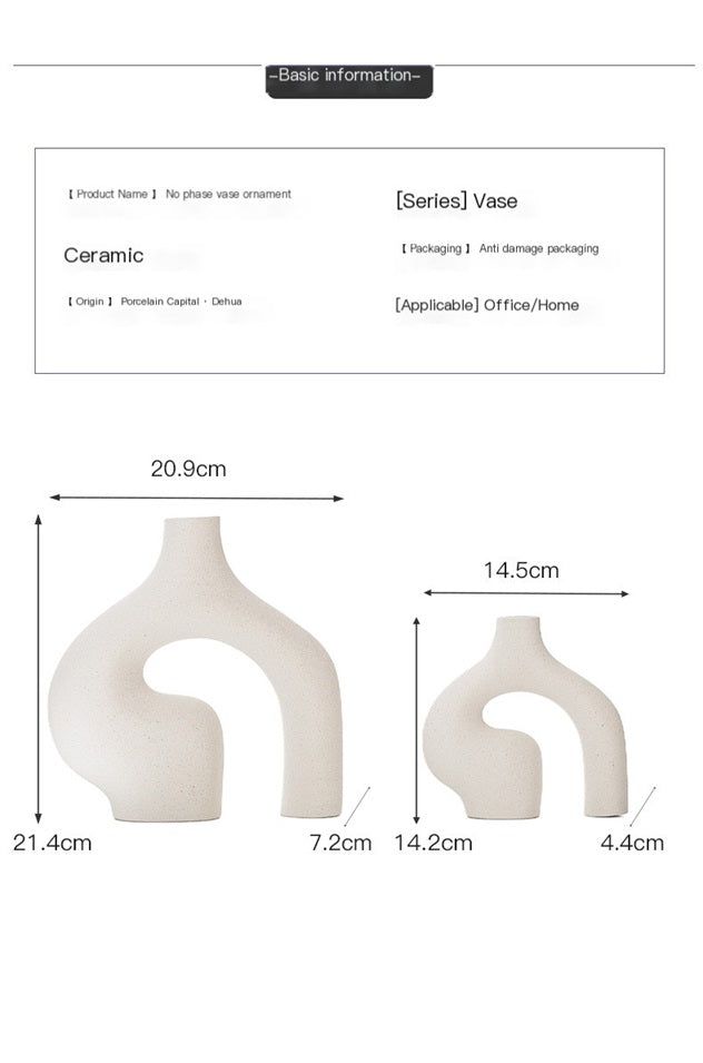 Nordic ceramic vase decor in cream color with unique sculptural design for stylish home accents
