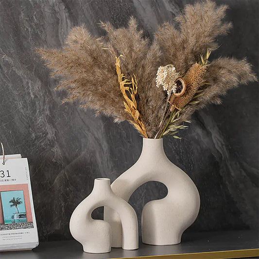 Nordic ceramic vase decor set with unique shapes, perfect for stylish home flower arrangements