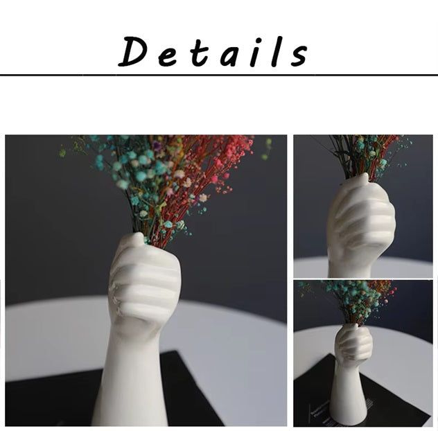 Unique Nordic vase with dried flowers in a hand-shaped design for stylish decor