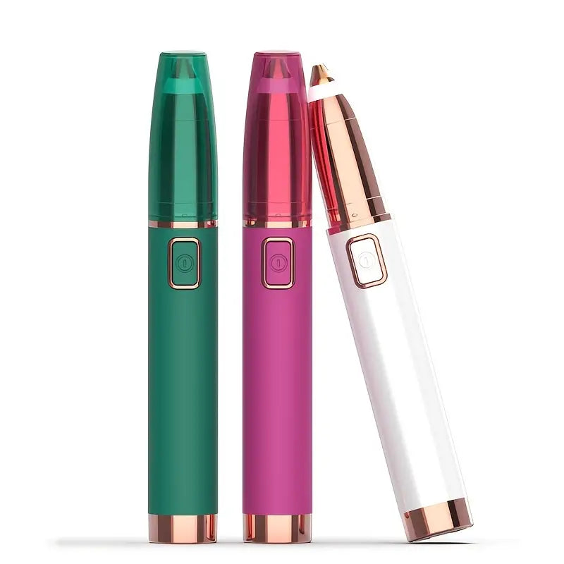 Gizmo Gadgets painless eyebrow hair remover in three colors: green, pink, and white for effortless grooming