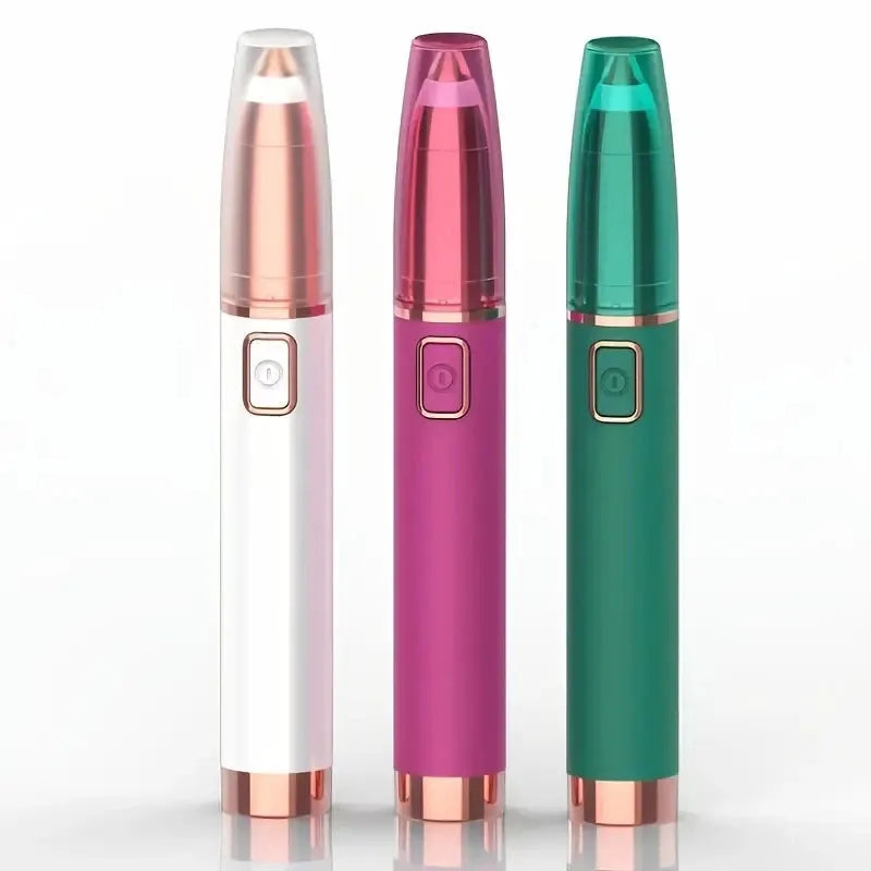 Three colorful painless eyebrow hair removers in white, pink, and green by Gizmo Gadgets