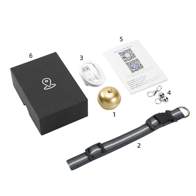 Gizmo Gadgets pet GPS tracker kit including a collar, charging cable, and user manual