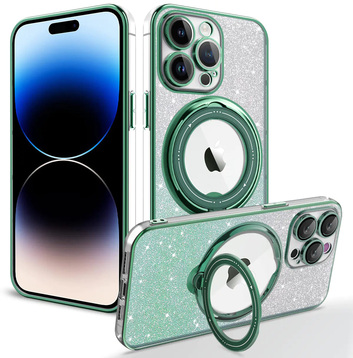 Gizmo Gadgets Rotating Stand Case for iPhone in Sparkling Green with Circular Grip and Slim Design