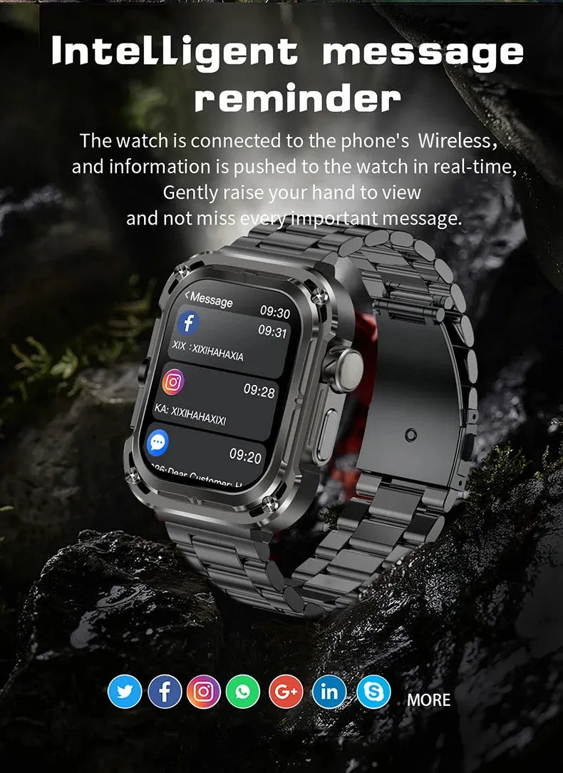 Stylish smart watch with a silver metal band for real-time message reminders and notifications