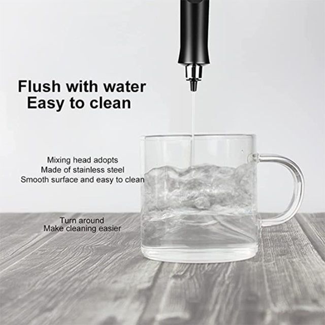 Gizmo Gadgets USB rechargeable milk frother with stainless steel mixing head for easy cleaning