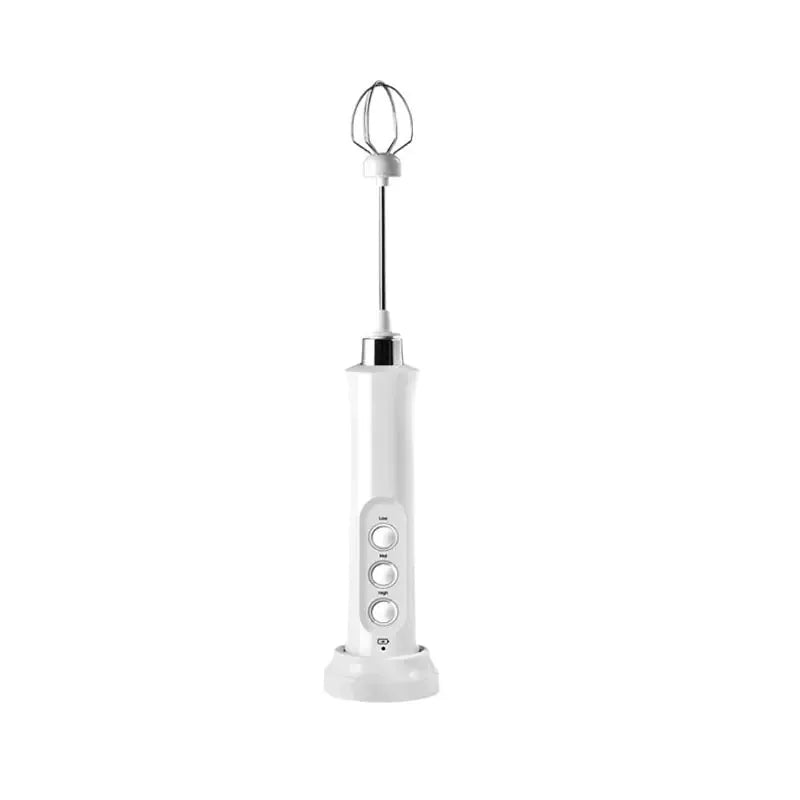 Gizmo Gadgets USB rechargeable milk frother in white, designed for making creamy beverages at home
