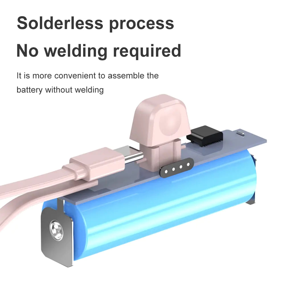 Wireless capsule mini power bank with a sleek design and solderless assembly for easy use