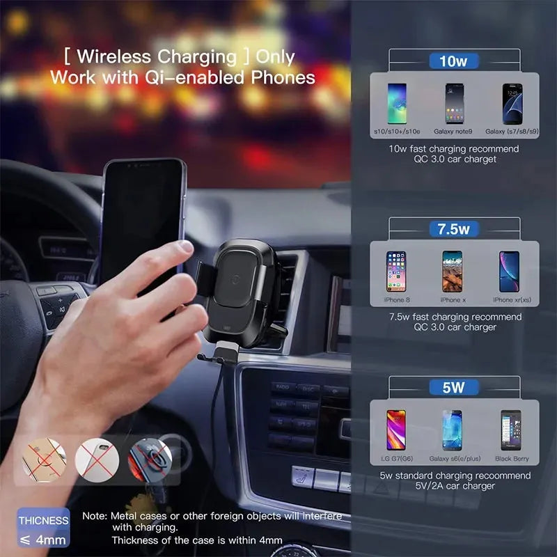 Gizmo Gadgets wireless charging car mount for Qi-enabled phones with various charging speeds