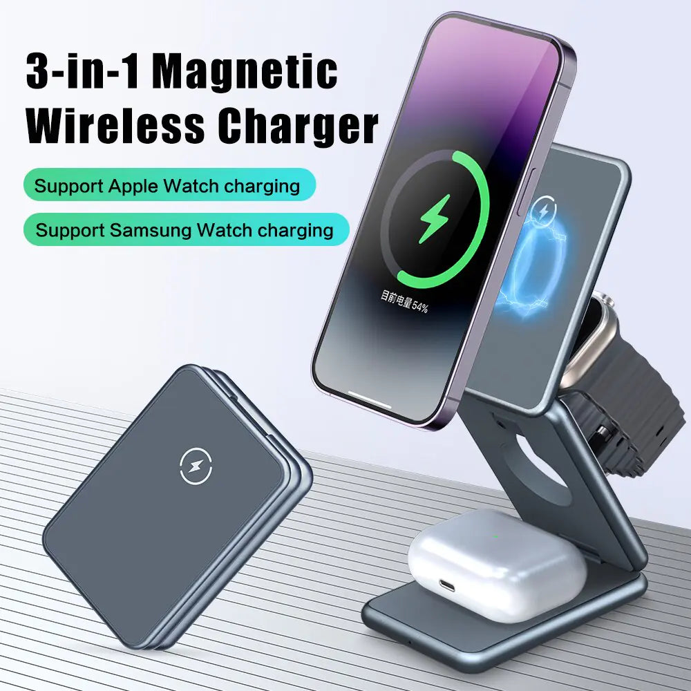 30W Magnetic Wireless Charger 3-in-1 - Gizmo Gadgets
