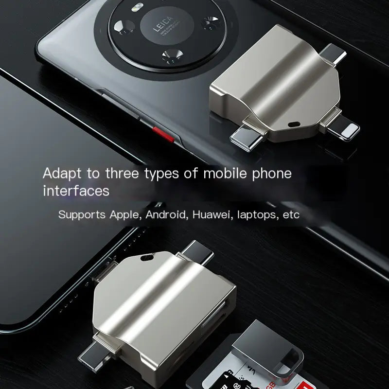 適用於 USB、手機和電腦的七合一 OTG 讀卡機