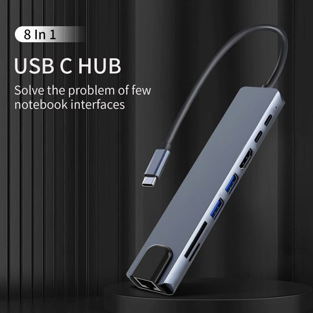 8 合 1 USB C 集線器，附 4K HDMI 和讀卡機