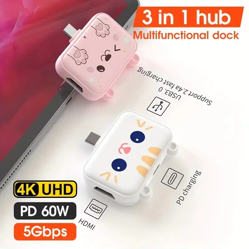 高品質三合一 USB 集線器和 4K HDMI 轉換器
