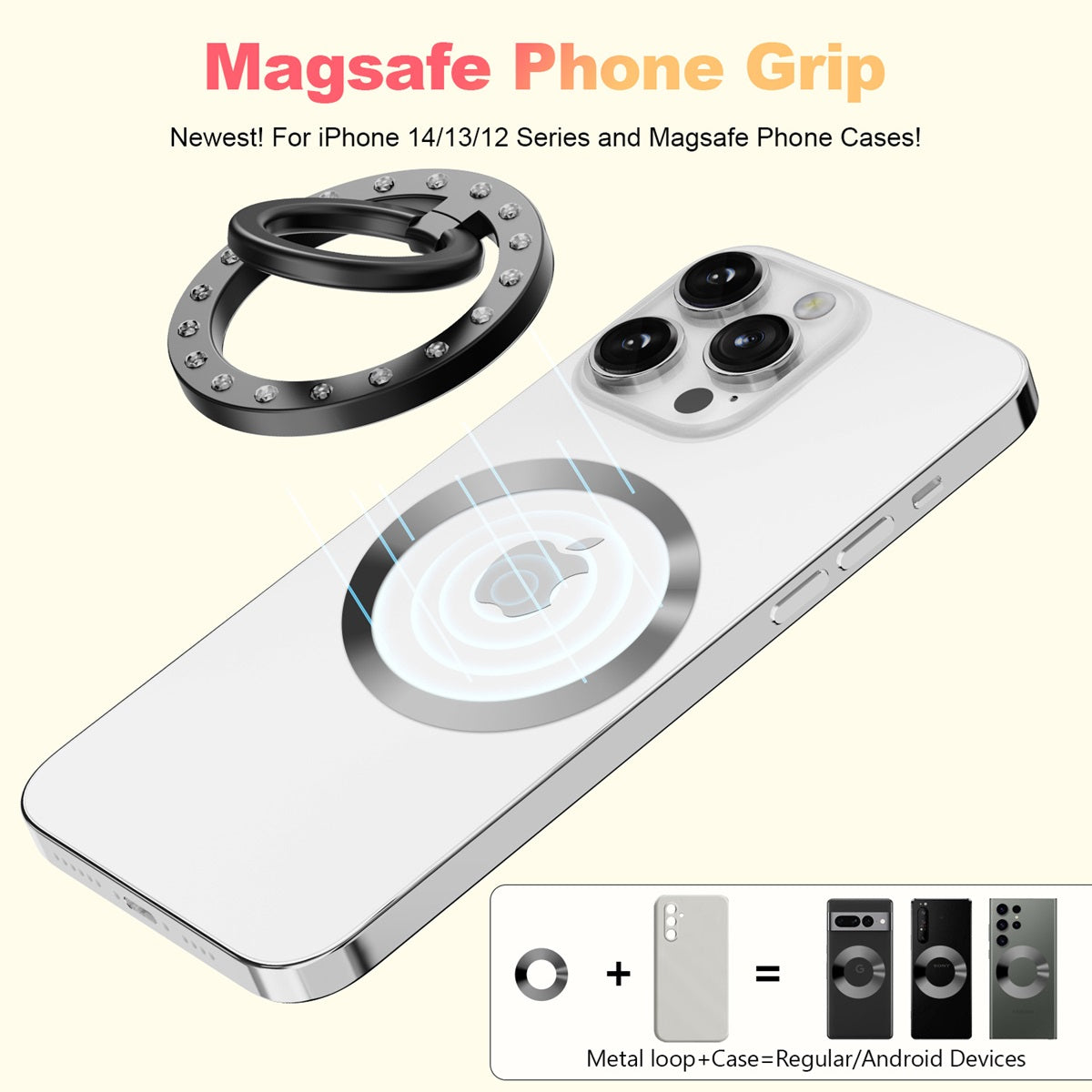 適用於 iPhone 的 MagSafe 環形支架，搭配 N52 磁鐵（薄型）