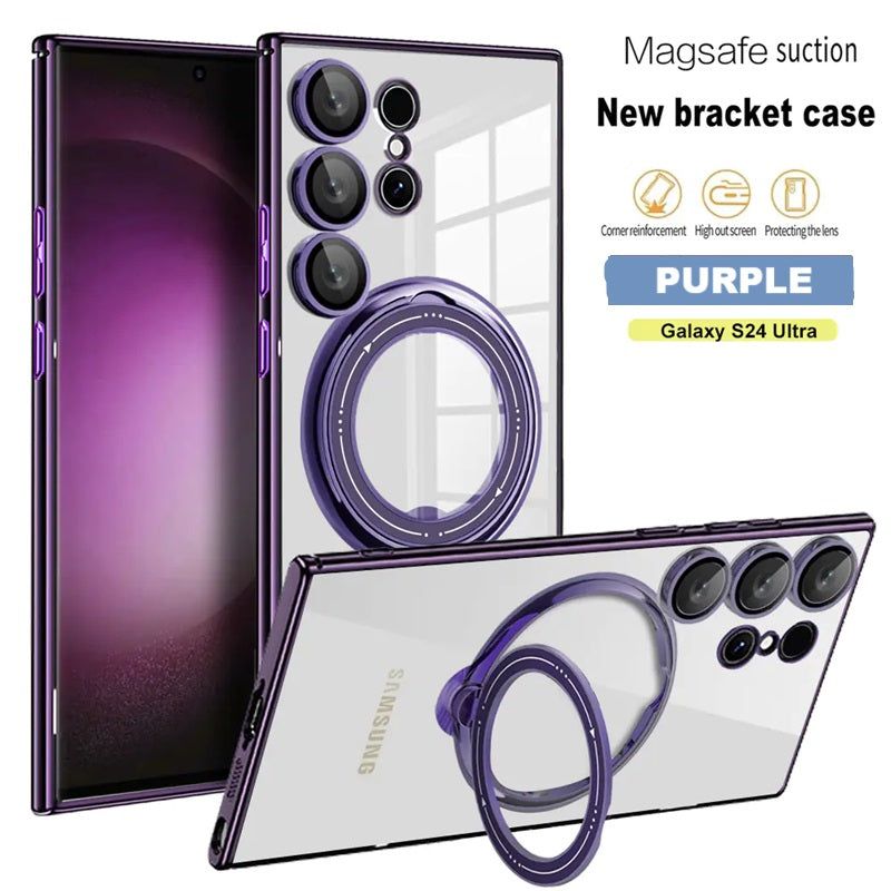 Samsung S24 Ultra Case with Magnetic Stand & Lens Film - Gizmo Gadgets