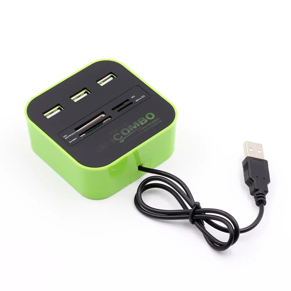 帶有 3 個連接埠和讀卡機的 USB 集線器組合