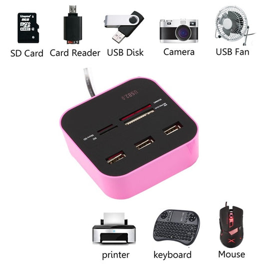 帶有 3 個連接埠和讀卡機的 USB 集線器組合