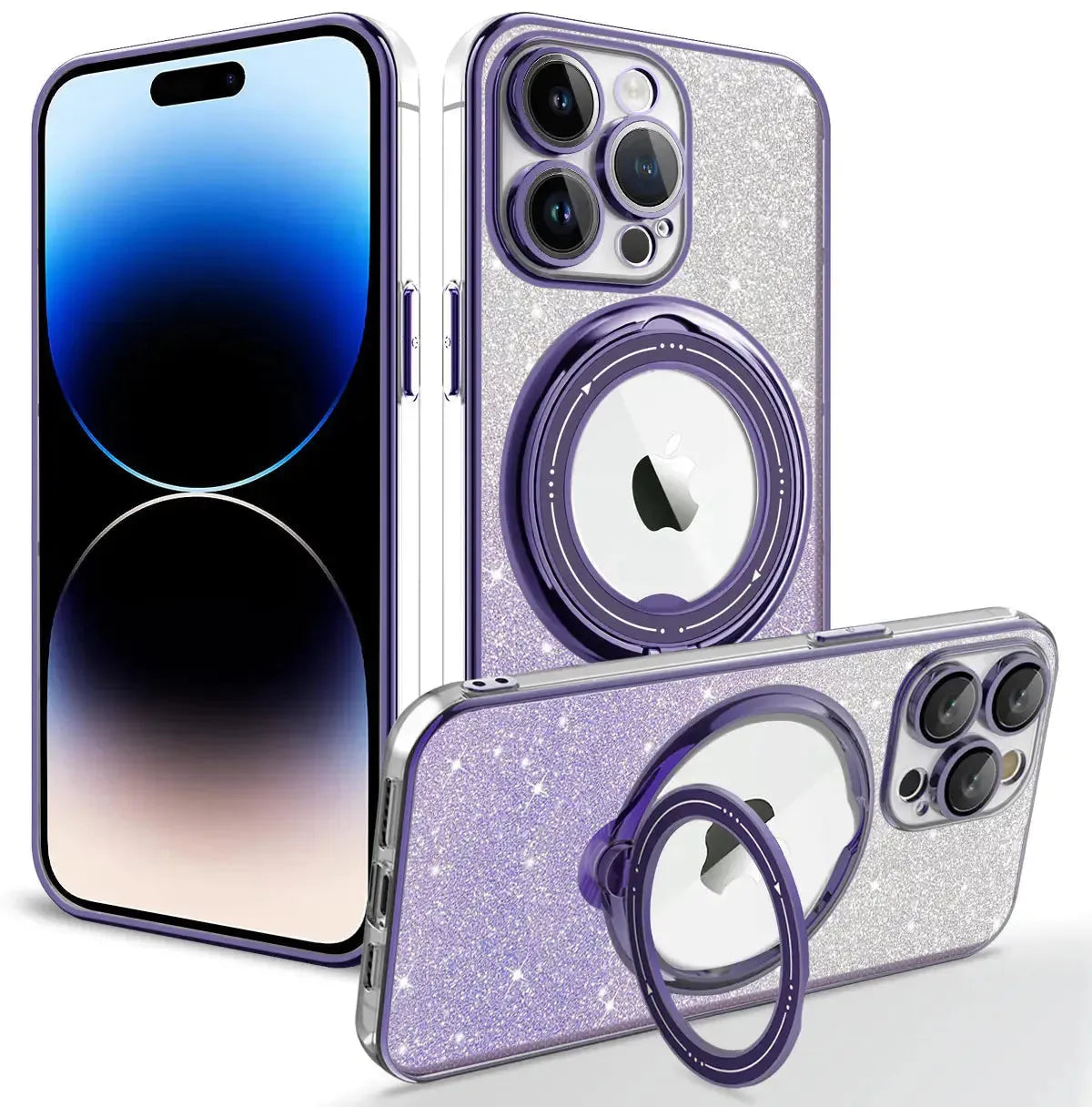 Rotating Stand Case for IPhone Glitter Design Gizmo Gadgets