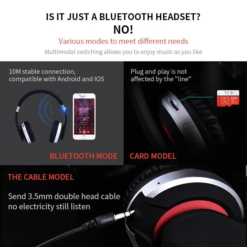 Gizmo Gadgets foldable gaming headphone with Bluetooth mode and 3.5mm audio cable for versatile use