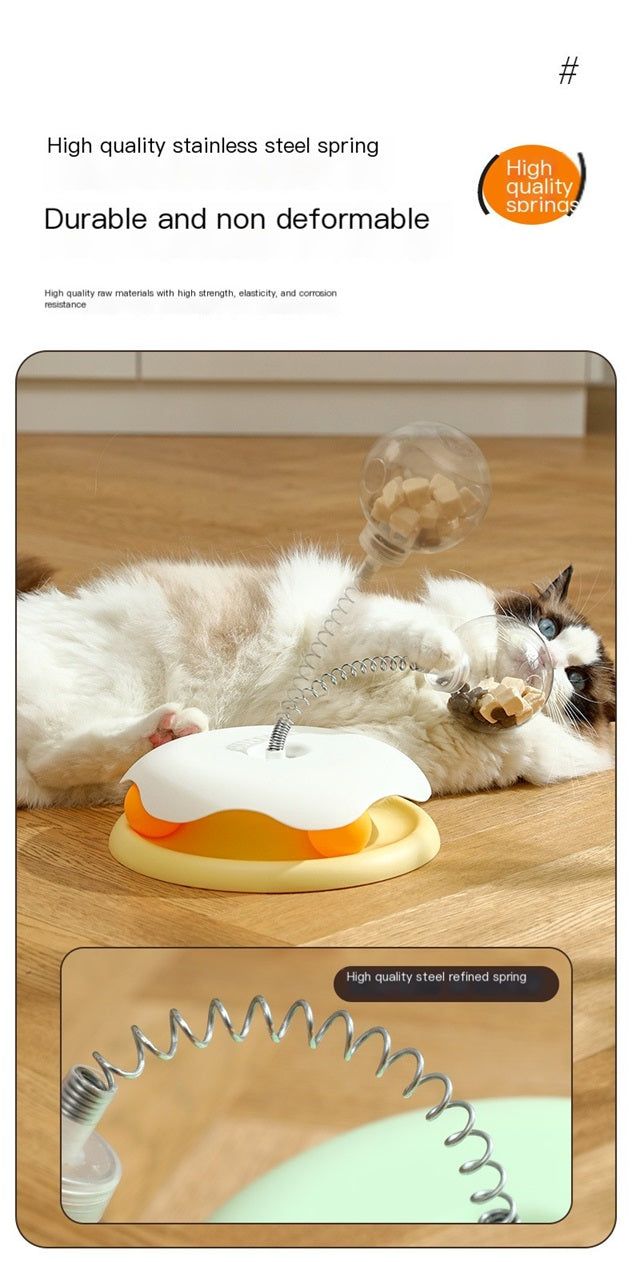 Durable leaky ball cat toy with stainless steel spring for playful kittens