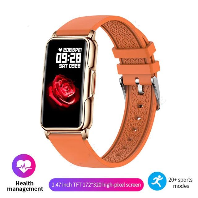 Gizmo Gadgets multi-function fitness smart watch with 1.47 inch TFT high-pixel screen and orange strap