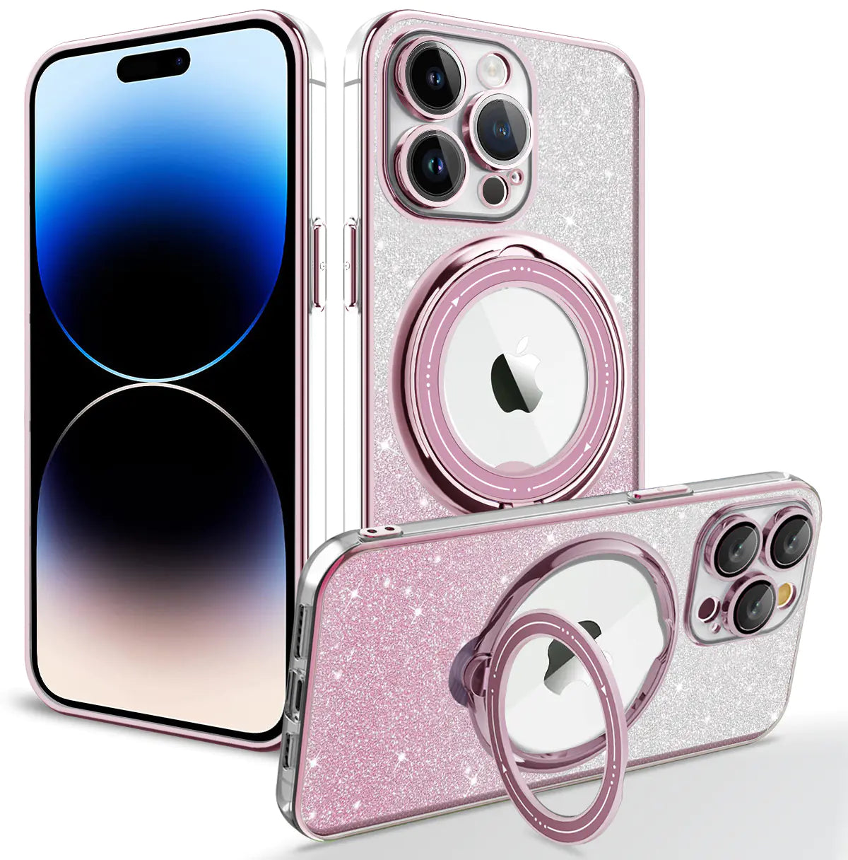 Gizmo Gadgets Rotating Stand Case for iPhone with Glitter Finish and Ring Holder