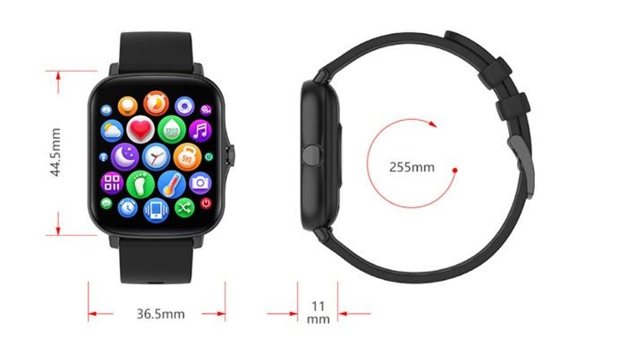 Gizmo Gadgets Smart Watch with Encoder featuring a sleek design and vibrant app icons
