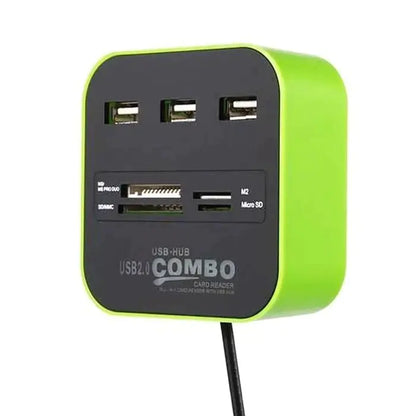 Gizmo Gadgets USB hub with card reader featuring three USB ports and SD card slots for versatile connectivity